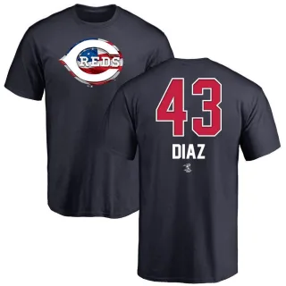 Men's Cincinnati Reds Alexis Diaz Navy Name and Number Banner Wave T-Shirt