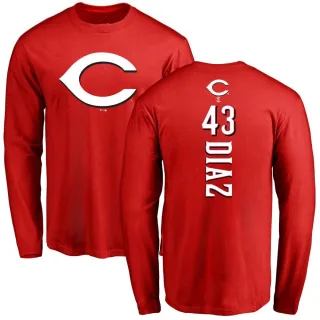 Men's Cincinnati Reds Alexis Diaz Red Backer Long Sleeve T-Shirt