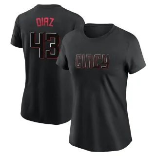 Women's Cincinnati Reds Alexis Diaz Black 2023 City Connect T-Shirt